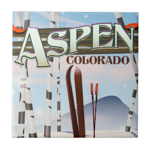 Aspen Colorado Vintage-Skiplakat. Fliese
