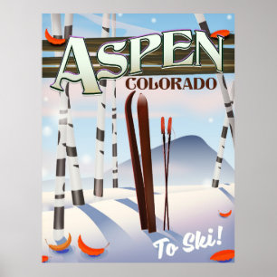 Aspen Colorado Vintage-Skiplakat. Poster