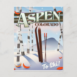 Aspen Colorado Vintage-Skiplakat. Postkarte