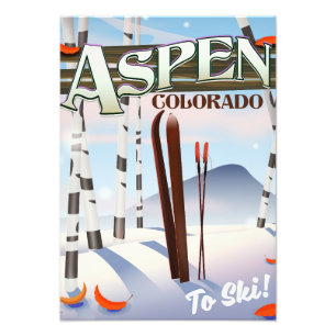 Aspen Colorado vintage Stil Ski-Poster Fotodruck