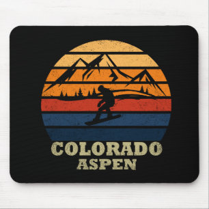 Aspen Colorado Vintager Snowboarder Mousepad