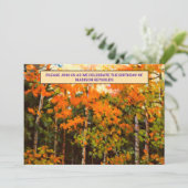 Aspen Glow Birthday Orange, Yellow, Green & Blue Einladung (Stehend Vorderseite)