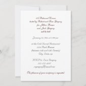 Aspen Glow WEDD Probe Abendessen Einladung (Rückseite)