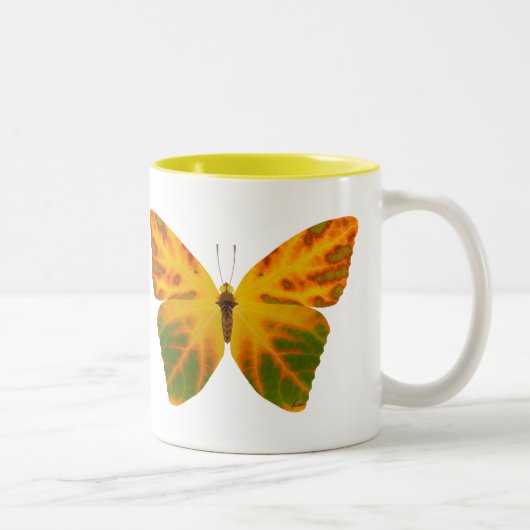Aspen Leaf Butterfly 1 Zweifarbige Tasse (Rechts)