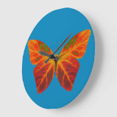 Aspen Leaf Butterfly 2 Große Wanduhr (Winkel)