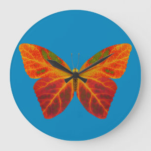 Aspen Leaf Butterfly 2 Große Wanduhr