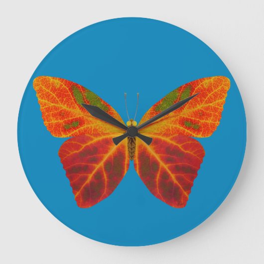 Aspen Leaf Butterfly 2 Große Wanduhr (Vorderseite)