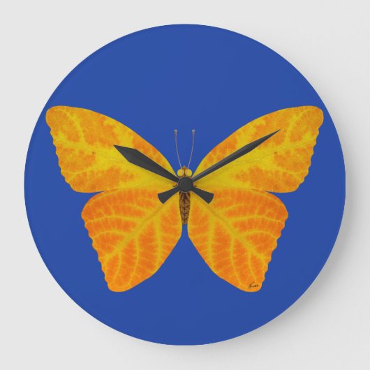 Aspen Leaf Butterfly 3 Große Wanduhr (Vorderseite)
