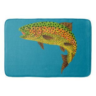 Aspen Leaf Regenbogenforelle 1 Badematte