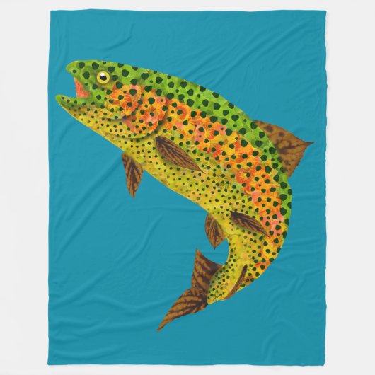 Aspen Leaf Regenbogenforelle 1 Fleecedecke (Vorderseite)
