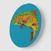 Aspen Leaf Regenbogenforelle 1 Große Wanduhr (Winkel)