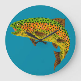 Aspen Leaf Regenbogenforelle 1 Große Wanduhr