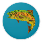 Aspen Leaf Regenbogenforelle 1 Keramikknauf (Vorderseite)