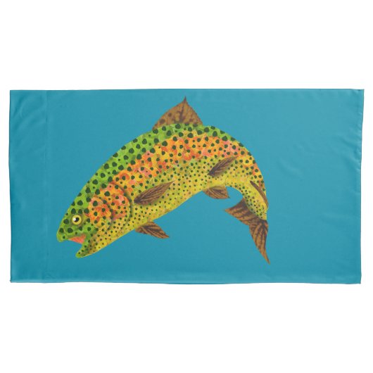 Aspen Leaf Regenbogenforelle 1 Kissenbezug (Vorderseite-Links)