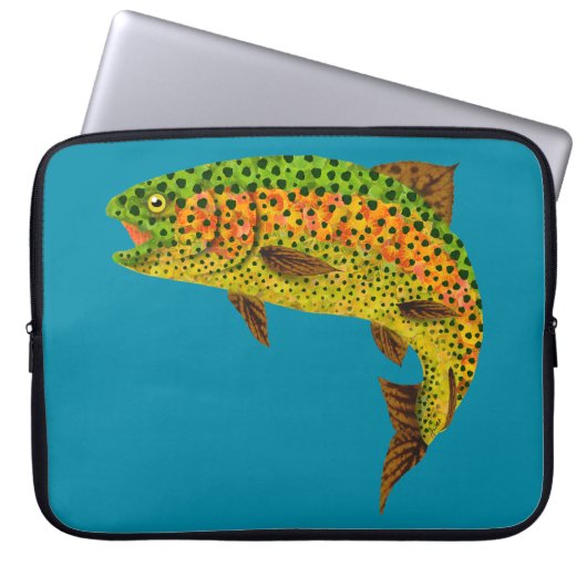 Aspen Leaf Regenbogenforelle 1 Laptopschutzhülle (Vorderseite)