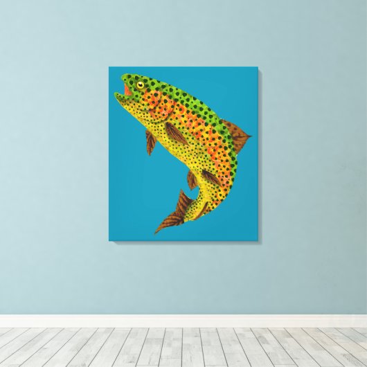 Aspen Leaf Regenbogenforelle 1 Leinwanddruck (Insitu (Holzboden))