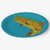 Aspen Leaf Regenbogenforelle 1 Pappteller (Schrägansicht)