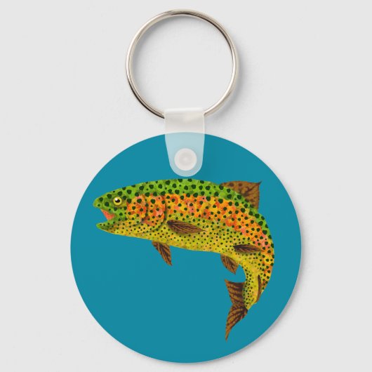 Aspen Leaf Regenbogenforelle 1 Schlüsselanhänger (Vorderseite)