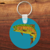 Aspen Leaf Regenbogenforelle 1 Schlüsselanhänger (Vorderseite)