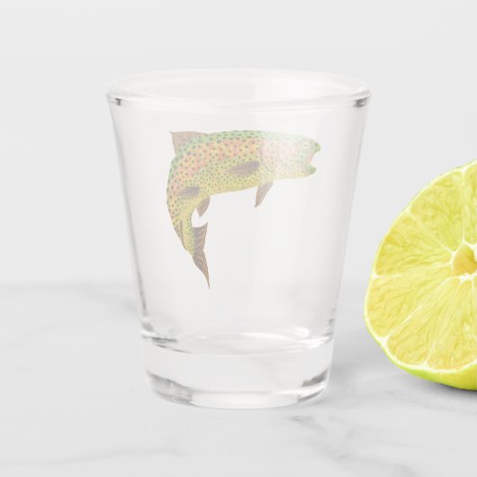 Aspen Leaf Regenbogenforelle 1 Schnapsglas (Rückseite)