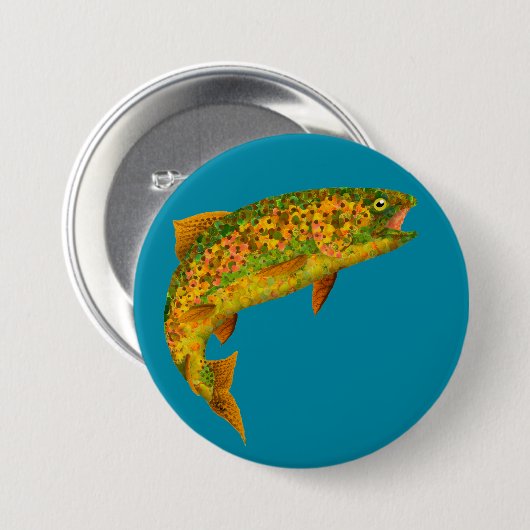 Aspen Leaf Regenbogenforelle 2 Button (Vorne & Hinten)