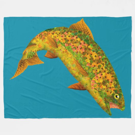 Aspen Leaf Regenbogenforelle 2 Fleecedecke (Vorderseite (Horizontal))