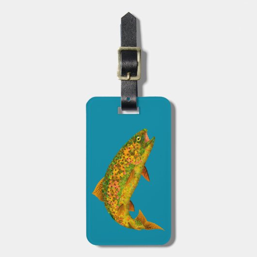 Aspen Leaf Regenbogenforelle 2 Gepäckanhänger (Vorderseite vertikal)