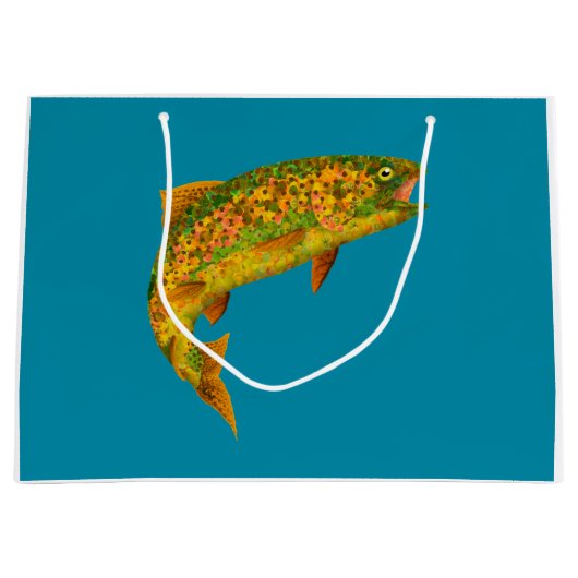Aspen Leaf Regenbogenforelle 2 Große Geschenktüte (Vorderseite)