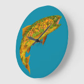 Aspen Leaf Regenbogenforelle 2 Große Wanduhr (Winkel)