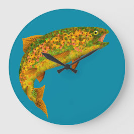Aspen Leaf Regenbogenforelle 2 Große Wanduhr
