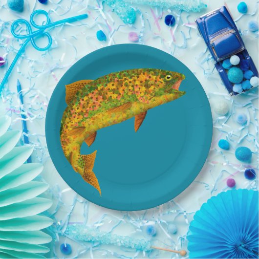 Aspen Leaf Regenbogenforelle 2 Pappteller (Party)