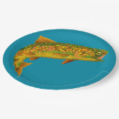 Aspen Leaf Regenbogenforelle 2 Pappteller (Schrägansicht)