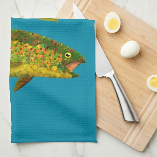 Aspen Leaf Regenbogenforelle 3 Geschirrtuch (Viertel Falte)