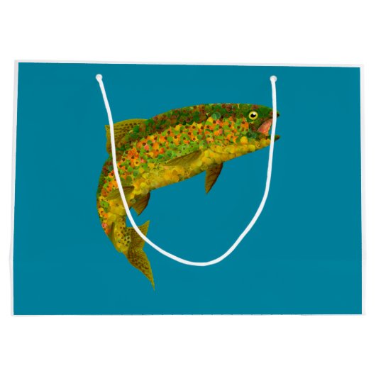 Aspen Leaf Regenbogenforelle 3 Große Geschenktüte (Rückseite)