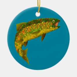 Aspen Leaf Regenbogenforelle 3 Keramik Ornament