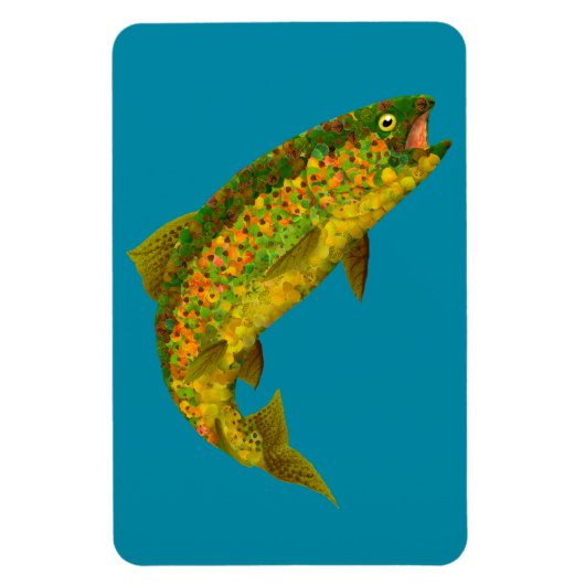 Aspen Leaf Regenbogenforelle 3 Magnet (Vertikal)