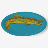 Aspen Leaf Regenbogenforelle 3 Pappteller (Schrägansicht)