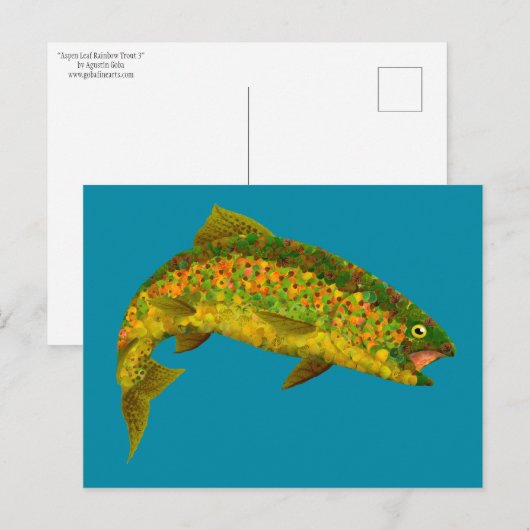 Aspen Leaf Regenbogenforelle 3 Postkarte (Vorne/Hinten)