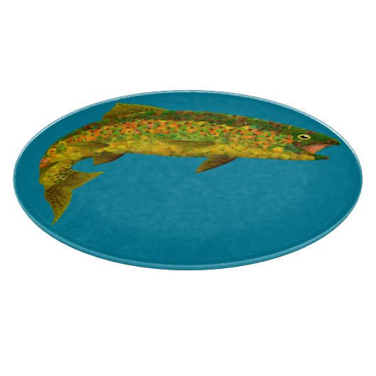 Aspen Leaf Regenbogenforelle 3 Schneidebrett (Ecke)