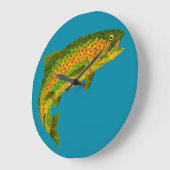 Aspen Leaf Regenbogenforelle 4 Große Wanduhr (Winkel)