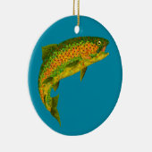 Aspen Leaf Regenbogenforelle 4 Keramik Ornament (Rechts)