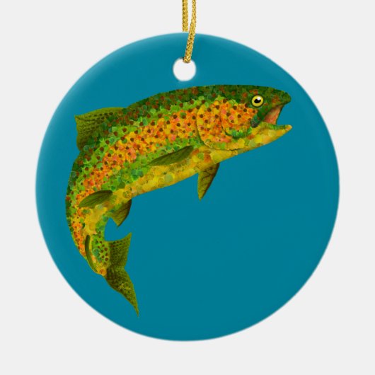 Aspen Leaf Regenbogenforelle 4 Keramik Ornament (Vorne)