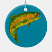 Aspen Leaf Regenbogenforelle 4 Keramik Ornament (Hinten)