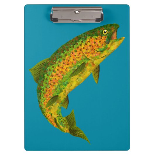 Aspen Leaf Regenbogenforelle 4 Klemmbrett (Vorderseite)