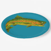 Aspen Leaf Regenbogenforelle 4 Pappteller (Schrägansicht)