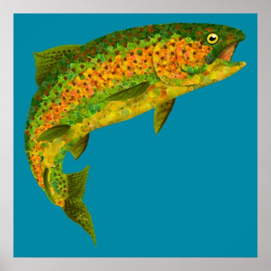 Aspen Leaf Regenbogenforelle 4 Poster (Vorne)