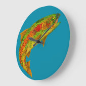 Aspen Leaf Regenbogenforelle 5 Große Wanduhr (Winkel)