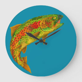 Aspen Leaf Regenbogenforelle 5 Große Wanduhr