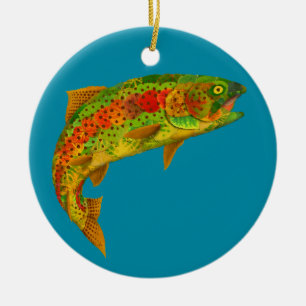 Aspen Leaf Regenbogenforelle 5 Keramik Ornament