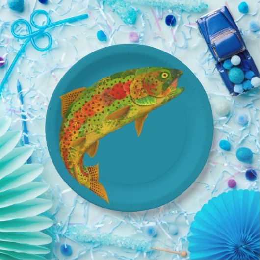 Aspen Leaf Regenbogenforelle 5 Pappteller (Party)